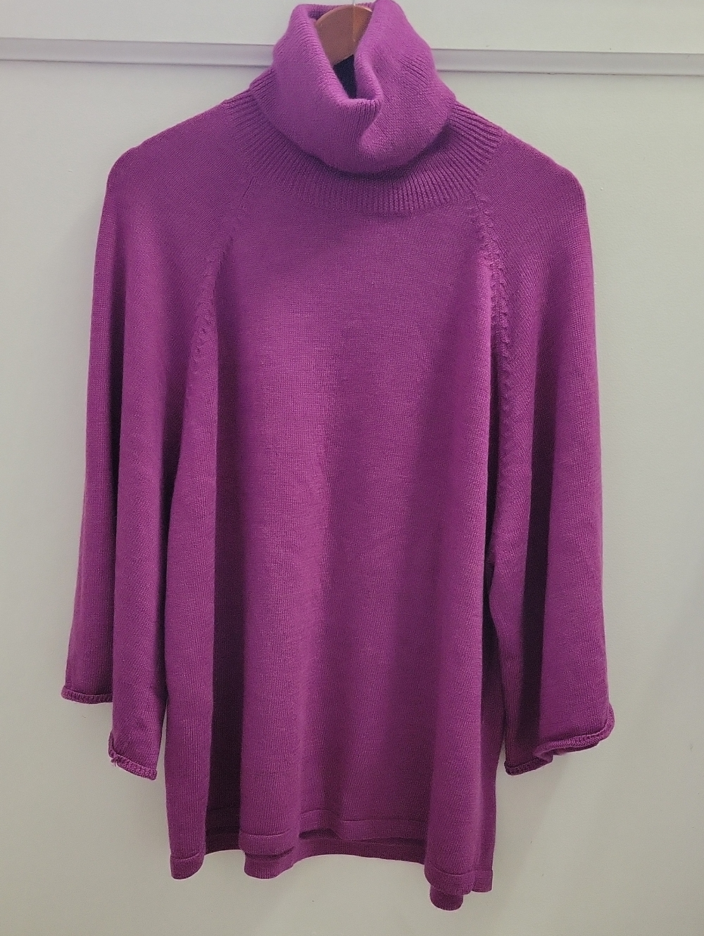 Eileen Fisher Magenta Merino Wool Turtleneck Sweater Size Large